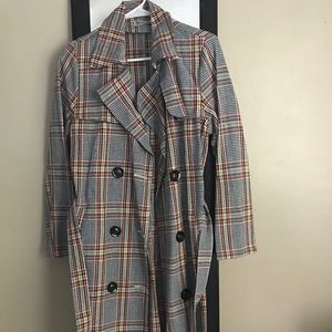 Navy blue plaid coat